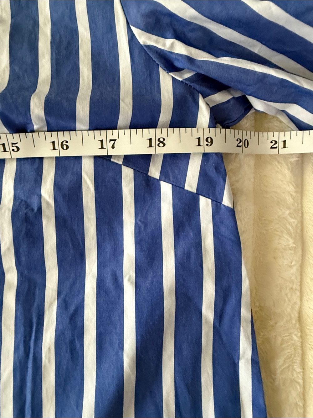 J.Crew NWT Blue & White Striped Button Shoulder Popover Blouse Sz 8 100% Cotton - Picture 8 of 9
